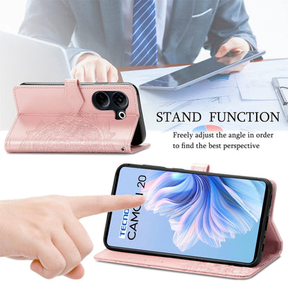 Mandala Flower Embossed Leather Phone Case, For Tecno Camon 20