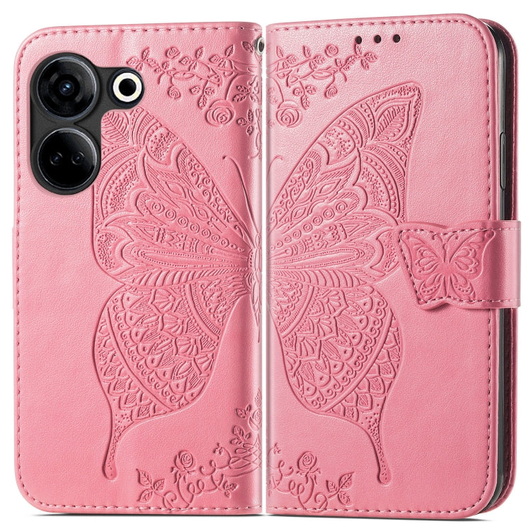 Butterfly Love Flower Embossed Leather Phone Case, For Tecno Camon 20