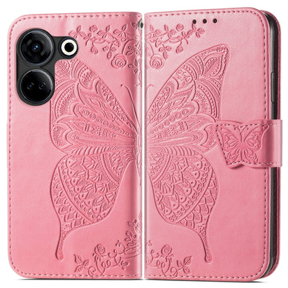 Butterfly Love Flower Embossed Leather Phone Case, For Tecno Camon 20