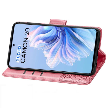 Butterfly Love Flower Embossed Leather Phone Case, For Tecno Camon 20