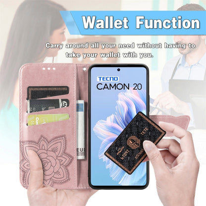 Butterfly Love Flower Embossed Leather Phone Case, For Tecno Camon 20
