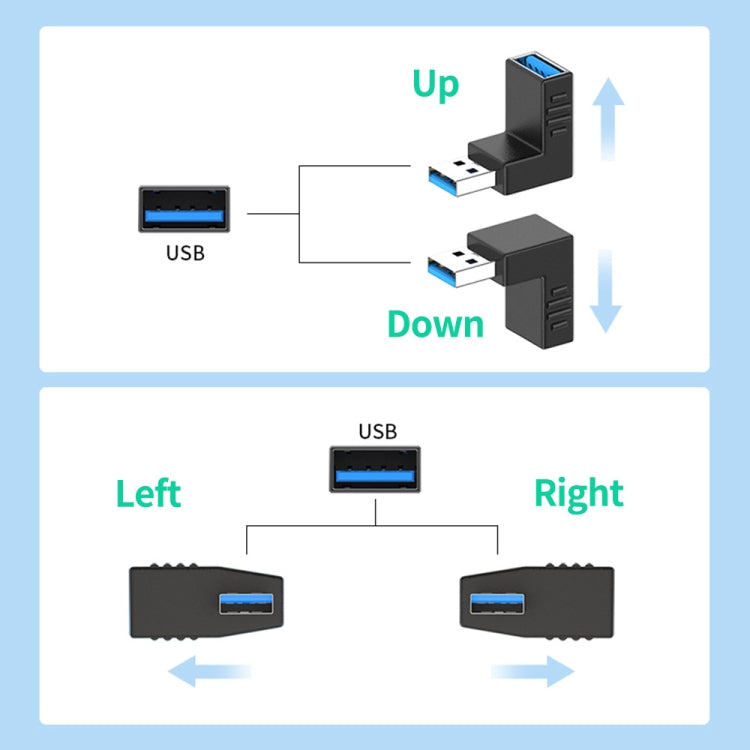 ENKAY USB 3.0 Adapter 90 Degree Angle Male to Female Combo Coupler Extender Connector, Vertical Up, Vertical Down, Horizontal Left, Horizontal Right, Vertical Up + Down, Horizontal Left + Right