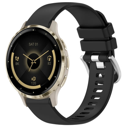 Liquid Glossy Silver Buckle Silicone Watch Band, For Garmin Venu 3S, For Garmin Forerunner 265S, For Garmin Forerunner 255S Music / 255S, For Garmin Venu 2S, For Garmin Vivoactive 4S, For Garmin Vivomove 3S
