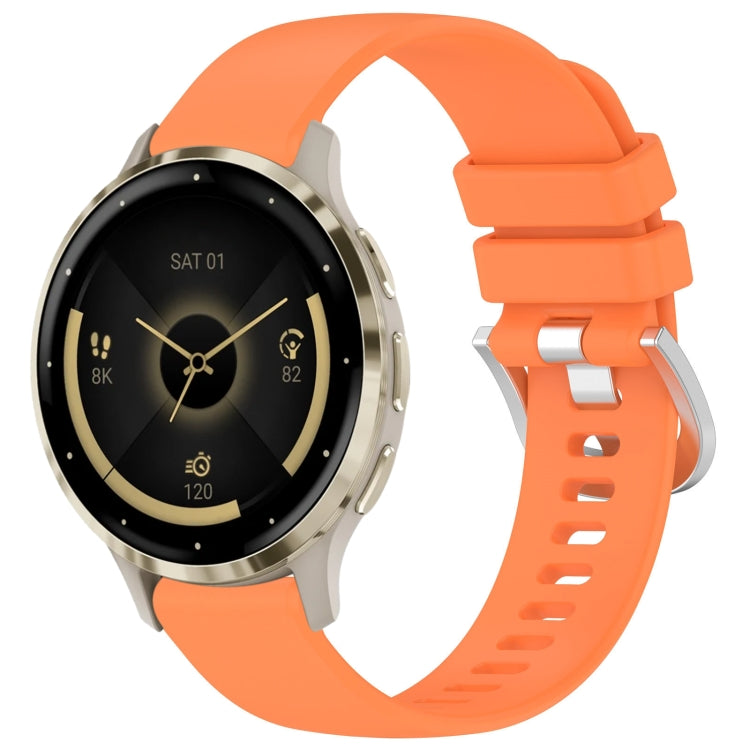 Liquid Glossy Silver Buckle Silicone Watch Band, For Garmin Venu 3S, For Garmin Forerunner 265S, For Garmin Forerunner 255S Music / 255S, For Garmin Venu 2S, For Garmin Vivoactive 4S, For Garmin Vivomove 3S