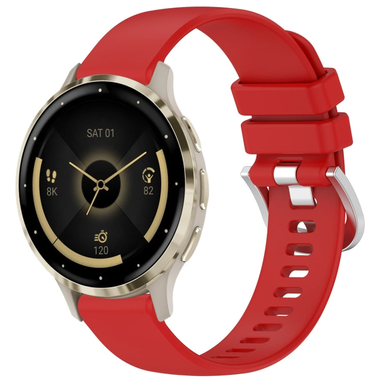 Liquid Glossy Silver Buckle Silicone Watch Band, For Garmin Venu 3S, For Garmin Forerunner 265S, For Garmin Forerunner 255S Music / 255S, For Garmin Venu 2S, For Garmin Vivoactive 4S, For Garmin Vivomove 3S