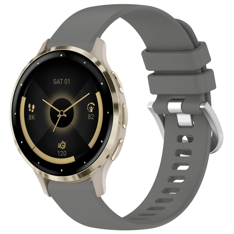 Liquid Glossy Silver Buckle Silicone Watch Band, For Garmin Venu 3S, For Garmin Forerunner 265S, For Garmin Forerunner 255S Music / 255S, For Garmin Venu 2S, For Garmin Vivoactive 4S, For Garmin Vivomove 3S