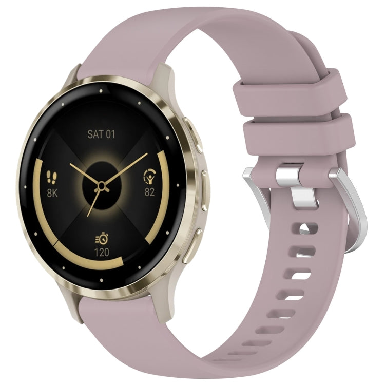 Liquid Glossy Silver Buckle Silicone Watch Band, For Garmin Venu 3S, For Garmin Forerunner 265S, For Garmin Forerunner 255S Music / 255S, For Garmin Venu 2S, For Garmin Vivoactive 4S, For Garmin Vivomove 3S