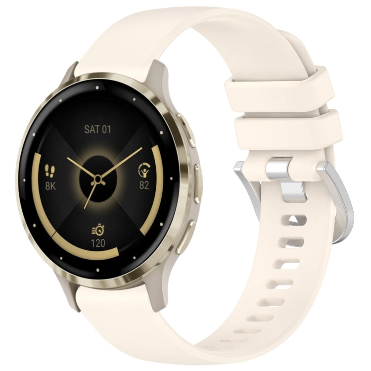 Liquid Glossy Silver Buckle Silicone Watch Band, For Garmin Venu 3S, For Garmin Forerunner 265S, For Garmin Forerunner 255S Music / 255S, For Garmin Venu 2S, For Garmin Vivoactive 4S, For Garmin Vivomove 3S