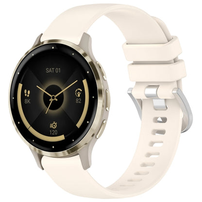Liquid Glossy Silver Buckle Silicone Watch Band, For Garmin Venu 3S, For Garmin Forerunner 265S, For Garmin Forerunner 255S Music / 255S, For Garmin Venu 2S, For Garmin Vivoactive 4S, For Garmin Vivomove 3S