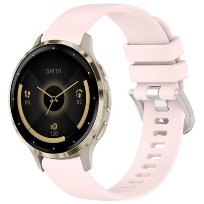 Liquid Glossy Silver Buckle Silicone Watch Band, For Garmin Venu 3S, For Garmin Forerunner 265S, For Garmin Forerunner 255S Music / 255S, For Garmin Venu 2S, For Garmin Vivoactive 4S, For Garmin Vivomove 3S