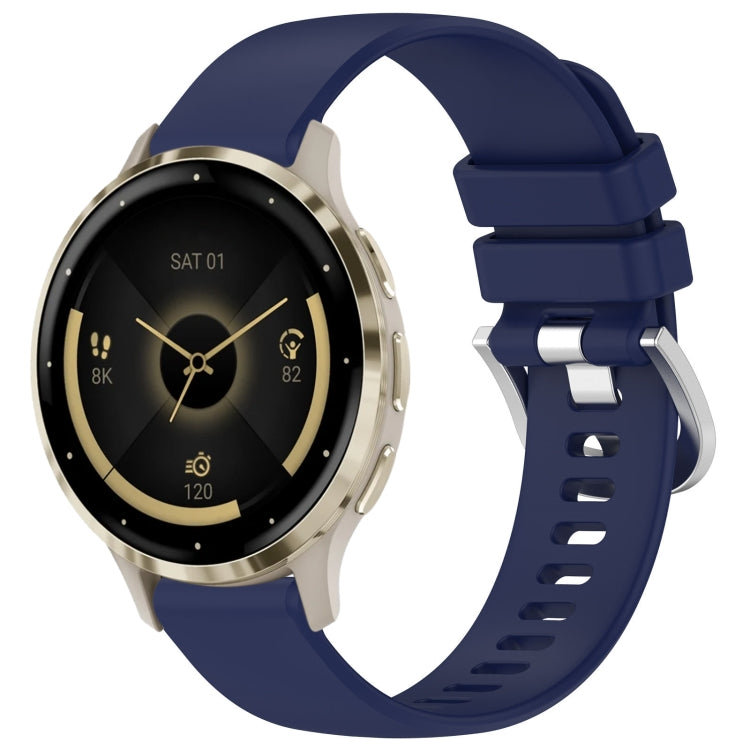 Liquid Glossy Silver Buckle Silicone Watch Band, For Garmin Venu 3S, For Garmin Forerunner 265S, For Garmin Forerunner 255S Music / 255S, For Garmin Venu 2S, For Garmin Vivoactive 4S, For Garmin Vivomove 3S