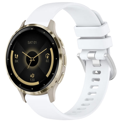 Liquid Glossy Silver Buckle Silicone Watch Band, For Garmin Venu 3S, For Garmin Forerunner 265S, For Garmin Forerunner 255S Music / 255S, For Garmin Venu 2S, For Garmin Vivoactive 4S, For Garmin Vivomove 3S