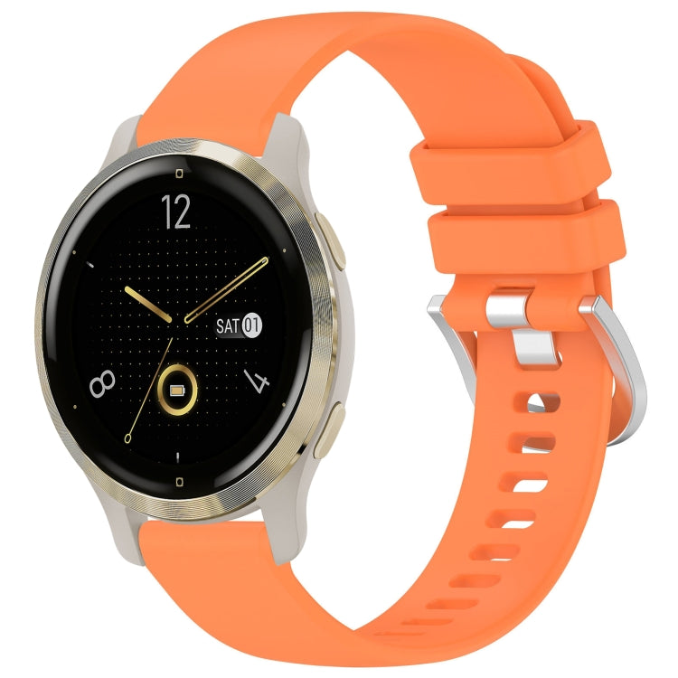 Liquid Glossy Silver Buckle Silicone Watch Band, For Garmin Venu 3S, For Garmin Forerunner 265S, For Garmin Forerunner 255S Music / 255S, For Garmin Venu 2S, For Garmin Vivoactive 4S, For Garmin Vivomove 3S