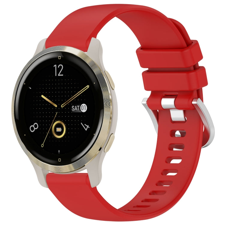 Liquid Glossy Silver Buckle Silicone Watch Band, For Garmin Venu 3S, For Garmin Forerunner 265S, For Garmin Forerunner 255S Music / 255S, For Garmin Venu 2S, For Garmin Vivoactive 4S, For Garmin Vivomove 3S