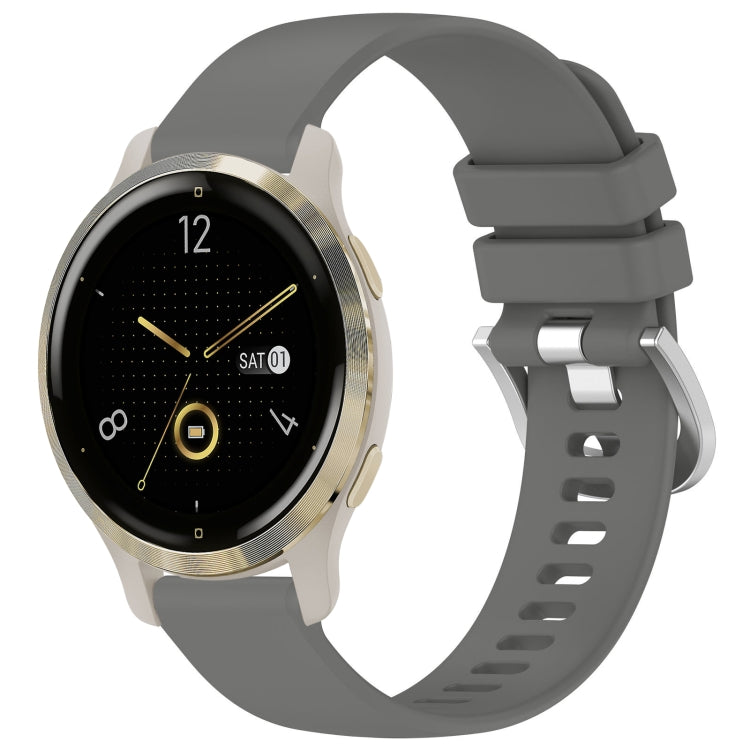 Liquid Glossy Silver Buckle Silicone Watch Band, For Garmin Venu 3S, For Garmin Forerunner 265S, For Garmin Forerunner 255S Music / 255S, For Garmin Venu 2S, For Garmin Vivoactive 4S, For Garmin Vivomove 3S