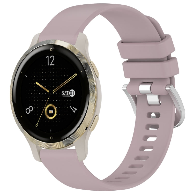 Liquid Glossy Silver Buckle Silicone Watch Band, For Garmin Venu 3S, For Garmin Forerunner 265S, For Garmin Forerunner 255S Music / 255S, For Garmin Venu 2S, For Garmin Vivoactive 4S, For Garmin Vivomove 3S