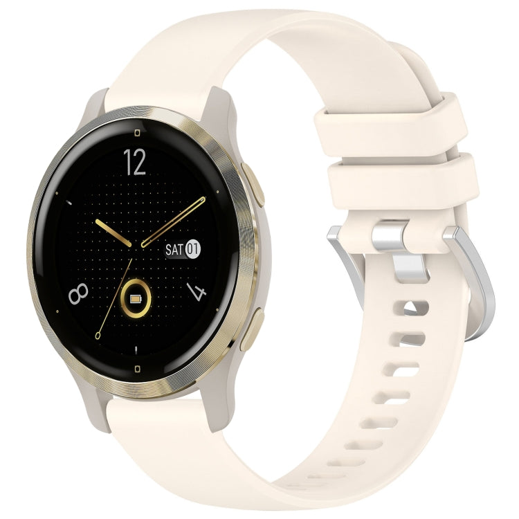 Liquid Glossy Silver Buckle Silicone Watch Band, For Garmin Venu 3S, For Garmin Forerunner 265S, For Garmin Forerunner 255S Music / 255S, For Garmin Venu 2S, For Garmin Vivoactive 4S, For Garmin Vivomove 3S