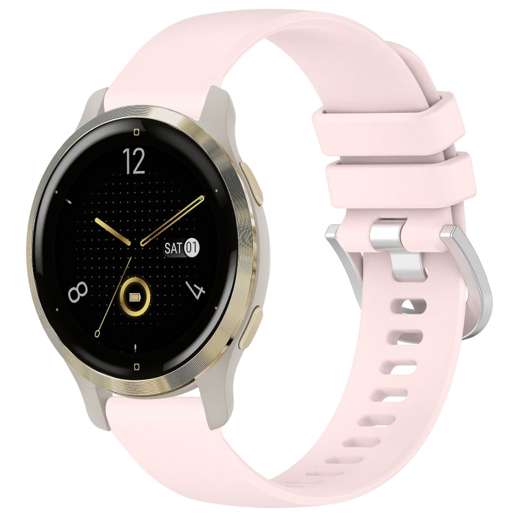 Liquid Glossy Silver Buckle Silicone Watch Band, For Garmin Venu 3S, For Garmin Forerunner 265S, For Garmin Forerunner 255S Music / 255S, For Garmin Venu 2S, For Garmin Vivoactive 4S, For Garmin Vivomove 3S