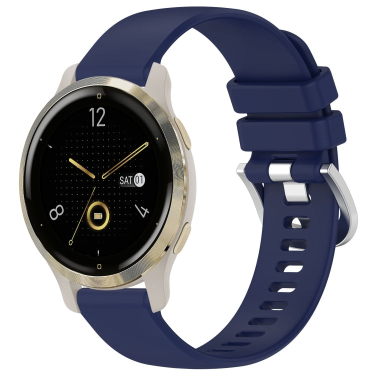 Liquid Glossy Silver Buckle Silicone Watch Band, For Garmin Venu 3S, For Garmin Forerunner 265S, For Garmin Forerunner 255S Music / 255S, For Garmin Venu 2S, For Garmin Vivoactive 4S, For Garmin Vivomove 3S