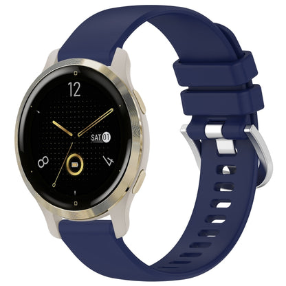 Liquid Glossy Silver Buckle Silicone Watch Band, For Garmin Venu 3S, For Garmin Forerunner 265S, For Garmin Forerunner 255S Music / 255S, For Garmin Venu 2S, For Garmin Vivoactive 4S, For Garmin Vivomove 3S