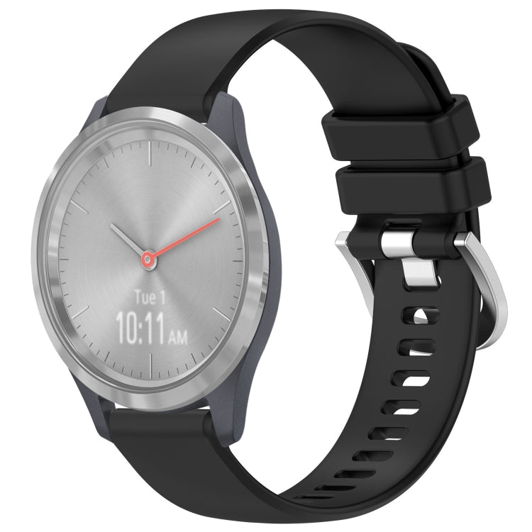 Liquid Glossy Silver Buckle Silicone Watch Band, For Garmin Venu 3S, For Garmin Forerunner 265S, For Garmin Forerunner 255S Music / 255S, For Garmin Venu 2S, For Garmin Vivoactive 4S, For Garmin Vivomove 3S