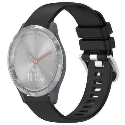 Liquid Glossy Silver Buckle Silicone Watch Band, For Garmin Venu 3S, For Garmin Forerunner 265S, For Garmin Forerunner 255S Music / 255S, For Garmin Venu 2S, For Garmin Vivoactive 4S, For Garmin Vivomove 3S