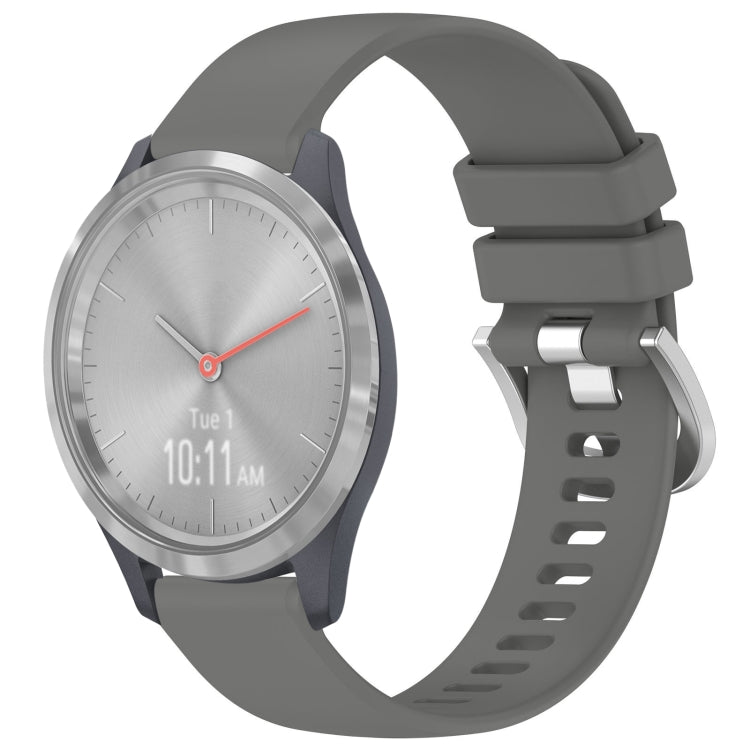 Liquid Glossy Silver Buckle Silicone Watch Band, For Garmin Venu 3S, For Garmin Forerunner 265S, For Garmin Forerunner 255S Music / 255S, For Garmin Venu 2S, For Garmin Vivoactive 4S, For Garmin Vivomove 3S