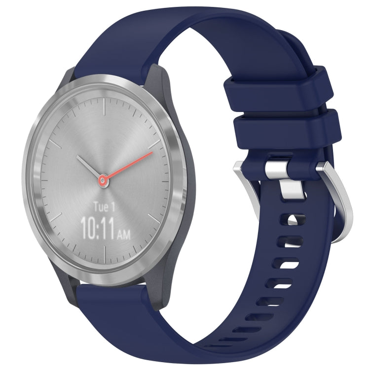 Liquid Glossy Silver Buckle Silicone Watch Band, For Garmin Venu 3S, For Garmin Forerunner 265S, For Garmin Forerunner 255S Music / 255S, For Garmin Venu 2S, For Garmin Vivoactive 4S, For Garmin Vivomove 3S