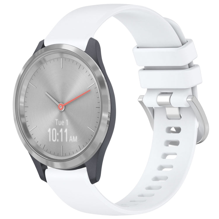 Liquid Glossy Silver Buckle Silicone Watch Band, For Garmin Venu 3S, For Garmin Forerunner 265S, For Garmin Forerunner 255S Music / 255S, For Garmin Venu 2S, For Garmin Vivoactive 4S, For Garmin Vivomove 3S