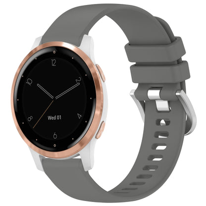 Liquid Glossy Silver Buckle Silicone Watch Band, For Garmin Venu 3S, For Garmin Forerunner 265S, For Garmin Forerunner 255S Music / 255S, For Garmin Venu 2S, For Garmin Vivoactive 4S, For Garmin Vivomove 3S