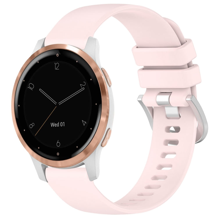 Liquid Glossy Silver Buckle Silicone Watch Band, For Garmin Venu 3S, For Garmin Forerunner 265S, For Garmin Forerunner 255S Music / 255S, For Garmin Venu 2S, For Garmin Vivoactive 4S, For Garmin Vivomove 3S