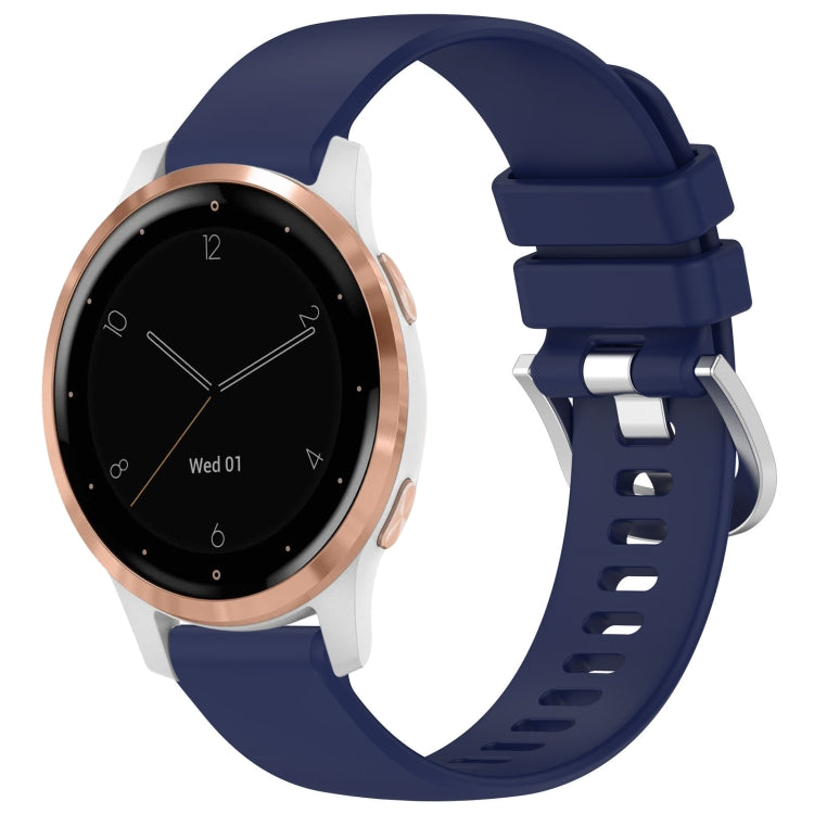 Liquid Glossy Silver Buckle Silicone Watch Band, For Garmin Venu 3S, For Garmin Forerunner 265S, For Garmin Forerunner 255S Music / 255S, For Garmin Venu 2S, For Garmin Vivoactive 4S, For Garmin Vivomove 3S
