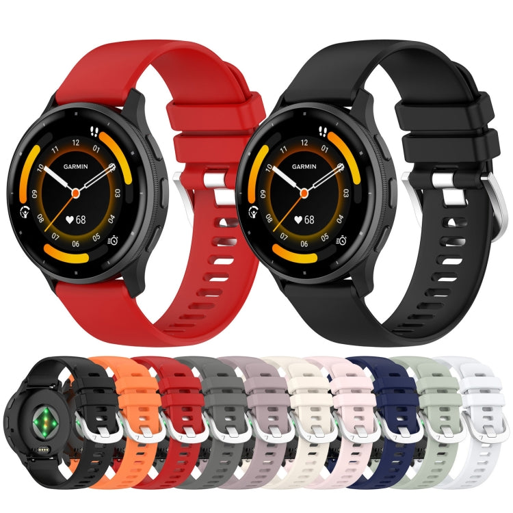 Liquid Glossy Silver Buckle Silicone Watch Band, For Garmin Venu 3S, For Garmin Forerunner 265S, For Garmin Forerunner 255S Music / 255S, For Garmin Venu 2S, For Garmin Vivoactive 4S, For Garmin Vivomove 3S