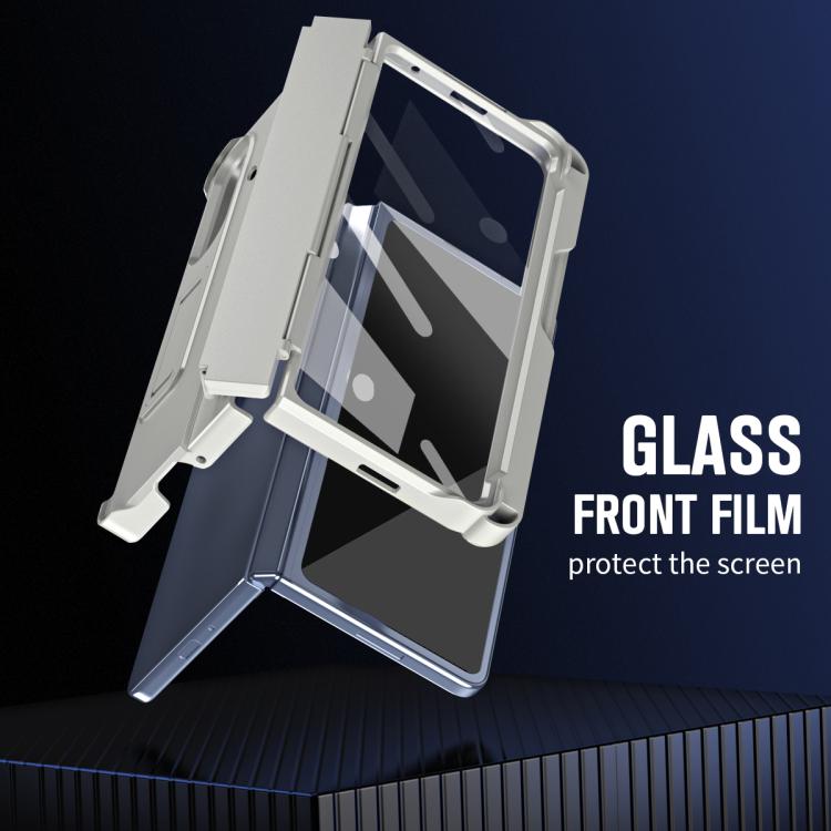 Diamond Case-film Integral Hinge Shockproof Phone Case with Pen, For Galaxy Z Fold8 Ultra 5G, For Galaxy Z Fold7 5G, For Galaxy Z Fold6 5G, For Galaxy Z Fold5 5G, For Galaxy Z Fold4, For Galaxy Z Fold3 5G