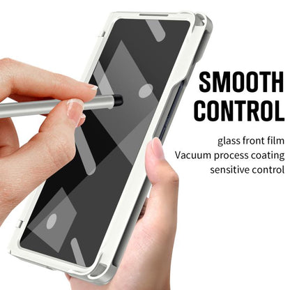 Diamond Case-film Integral Hinge Shockproof Phone Case with Pen, For Galaxy Z Fold8 Ultra 5G, For Galaxy Z Fold7 5G, For Galaxy Z Fold6 5G, For Galaxy Z Fold5 5G, For Galaxy Z Fold4, For Galaxy Z Fold3 5G