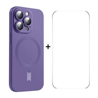 ENKAY MagSafe Matte TPU Phone Case with Lens Film & Screen Glass Film, For iPhone 15 Pro Max, For iPhone 15 Pro, For iPhone 15 Plus, For iPhone 15, For iPhone 14 Plus, For iPhone 14, For iPhone 14 Pro, For iPhone 14 Pro Max