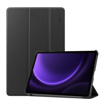 ENKAY Tri-fold Custer Texture Leather Smart Tablet Case, For Samsung Galaxy Tab S9 FE