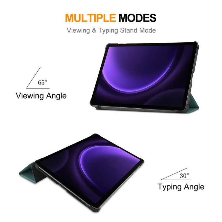 ENKAY Tri-fold Custer Texture Leather Smart Tablet Case, For Samsung Galaxy Tab S9 FE