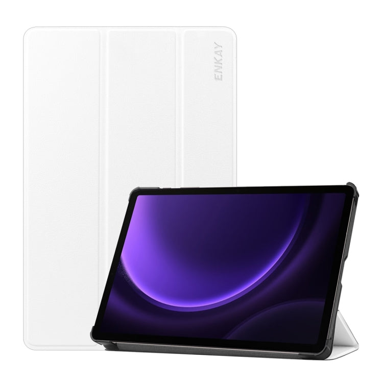 ENKAY Tri-fold Custer Texture Leather Smart Tablet Case, For Samsung Galaxy Tab S9 FE