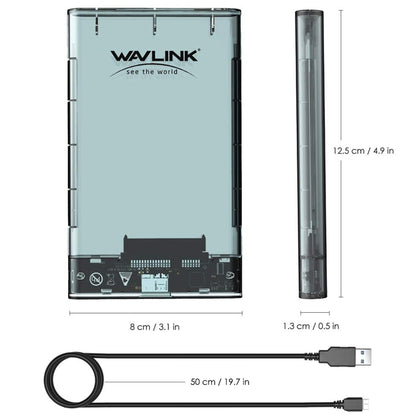 WAVLINK ST239 USB3.0 Transparent SATA External Solid-state SSD 2.5-inch Mobile Hard Disk Case, ST239