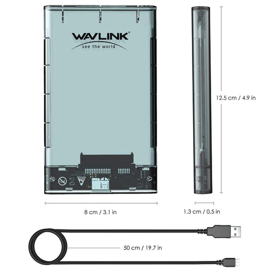 WAVLINK ST239 USB3.0 Transparent SATA External Solid-state SSD 2.5-inch Mobile Hard Disk Case, ST239