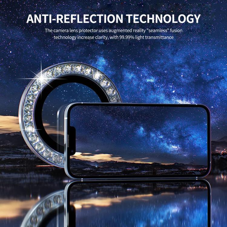 ENKAY AR Anti-reflection Individual Diamond Ring Camera Lens Glass Full Film, For iPhone 16e, For iPhone 14 / 14 Plus, For iPhone 14 Pro / 14 Pro Max