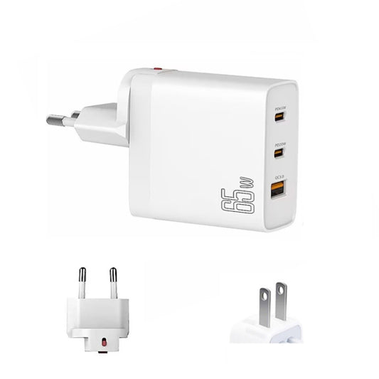 GAN 65W PD45W Dual Type-C+QC3.0 USB Multi Compatible Laptop Adapter, EU + US Plug White, EU + US Plug Black, UK + US Plug White, UK + US Plug Black, AU + US Plug White, AU + US Plug Black, EU + US + AU + UK Plug White, EU + US + AU + UK Plug Black