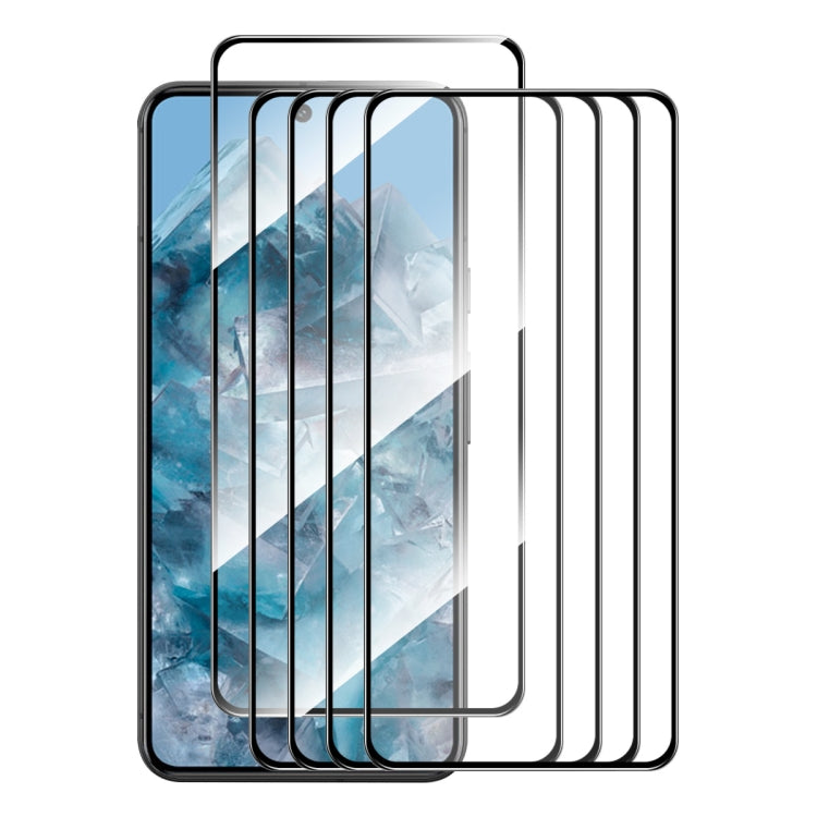 5pcs ENKAY Hat-Prince Full Glue High Aluminum-silicon Tempered Glass Film, For Google Pixel 11a, For Google Pixel 9 Pro XL, For Google Pixel 9 Pro, For Google Pixel 9, For Google Pixel 8 Pro, For Google Pixel 8
