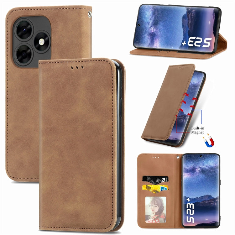 Retro Skin Feel Magnetic Flip Leather Phone Case, For Tecno Itel S23+
