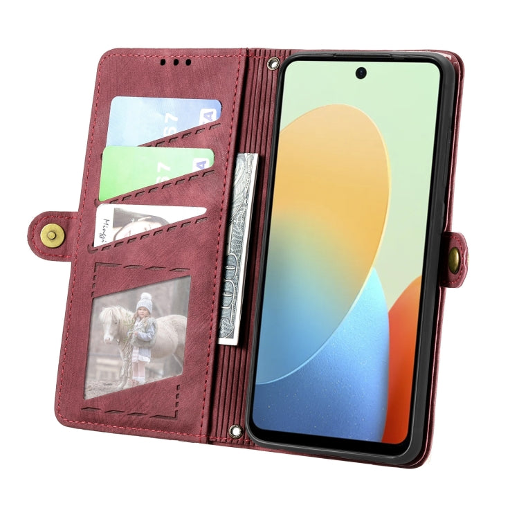 Geometric Zipper Wallet Side Buckle Leather Phone Case, For Tecno Spark Go 2024