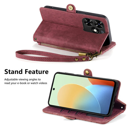 Geometric Zipper Wallet Side Buckle Leather Phone Case, For Tecno Spark Go 2024