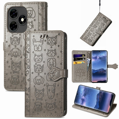 Cat and Dog Embossed Leather Phone Case, For Tecno Spark Go 2024, For Tecno Itel S23+