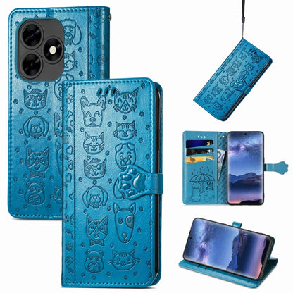 Cat and Dog Embossed Leather Phone Case, For Tecno Spark Go 2024, For Tecno Itel S23+