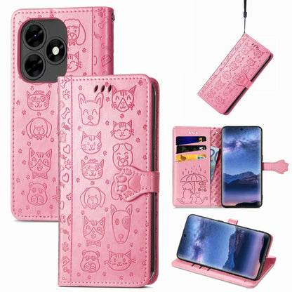 Cat and Dog Embossed Leather Phone Case, For Tecno Spark Go 2024, For Tecno Itel S23+